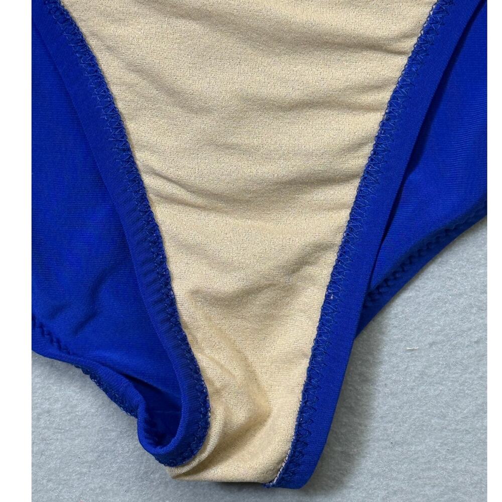 Norma Kamali Snake Mesh1 piece Swimsuit blue /nude XL $245 - Picture 7 of 8
